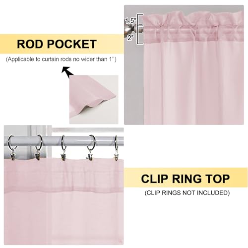 Image of OVZME Blush Pink Sheer Curtains 84 Inches Long 2 Panels - Soft Light Filtering Window Sheer Panels for Living Room /Bedroom, Top Dual Rod Pocket, 1 Pair, Each 42Wx84L Inches