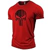 GYMTIER Skull USA Flag Men's Gym T-Shirt Bodybuilding Training Workout Lifting Top Clothing, Red, 4XL #4