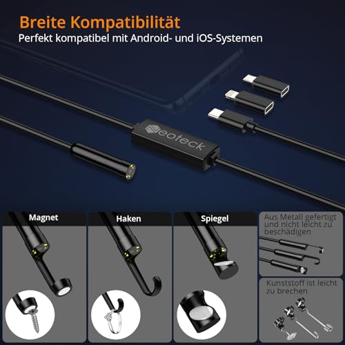 Neoteck Endoskopkamera 1920P HD Snake Inspektion Endoskop Wasserdicht mit 8 LED Leuchten...