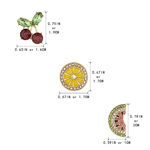 Madison Tyler Cute Fruit Stud Earrings Set For Women Trendy,3 Pcs Fun Pave Rhinestone Cherry Watermelon Lemon Stud Fruit Earrings For Teen Girls,Gifts For Girls Teens And Women #TOP5