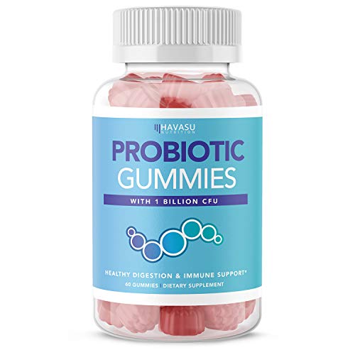 Havasu Nutrition Probiotic Gummies for Adult Men, Women and Kids - Supports Digestive & Gut Health - 1 Billion Cfu of Friendly Bacteria - Shelf Stable, Dairy Free, 60 Gummies