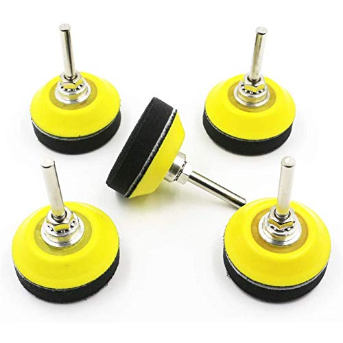 plateau de ponçage polissage,5pcs Plateau pour perceuse avec crochet et boucle de fermeture,os Crochet et boucle Pad 50mm,avec 1/4 Pouce Attachement de Foret de Tige et Tampon de Polissage en Mousse