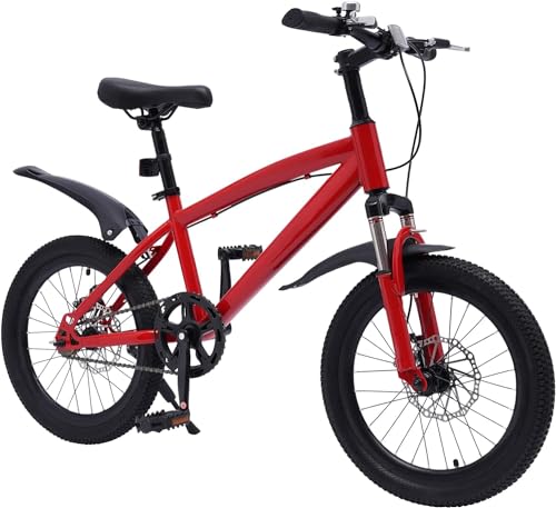 18 Zoll Kinderfahrrad, Kinder Fahrräder Cruiser Kinder Jugendfahrrad Single Speed Mountainbike mit Schutzblechen Citybike für Jungen/Mädchen - Bike Geschenk