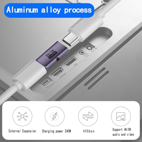 Image of Tobo USB C Female to Female Adapter - 240W Type-C to Type-EPC Mini Connector | 80Gbps Data Transfer | 16K 60Hz Video Support | Fast Charging Display Dock Extension TD-1591CC