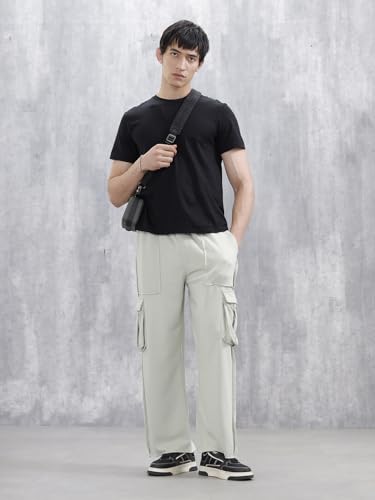 Image of WROGN Men's Cotton Cargo Pants | Solid | Relaxed Fit