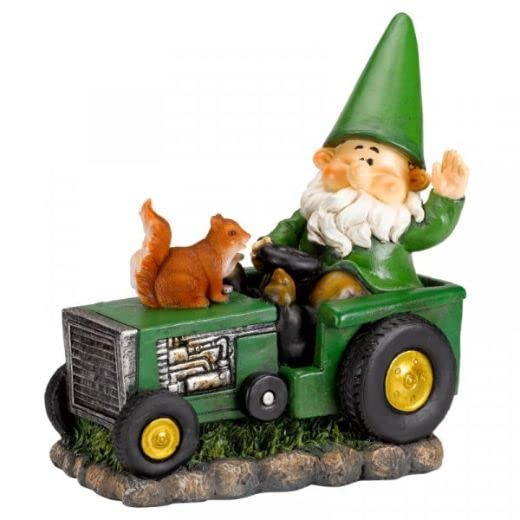 Fun Garden Ornament Wilf the Gnome on Tractor ideal for pond garden decor, Multicolor, 22 x 21 x 13.5 cm