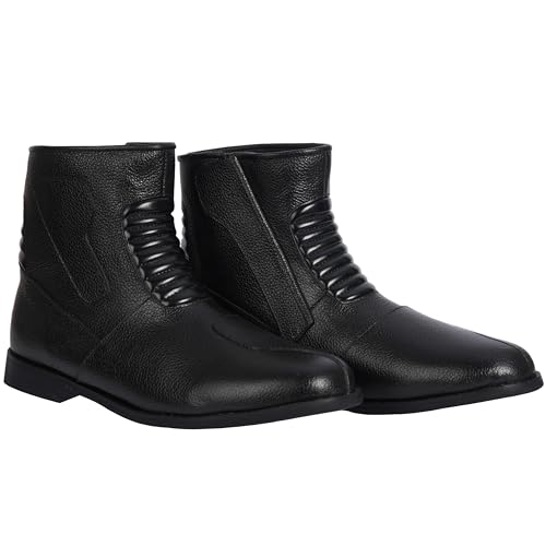 German Wear Motorradstiefel Herren Motorrad Biker Stiefel Motorradschuhe aus Glattleder - Freizeit & Bikers Trend stiefeletten Schwarz - 41 EU