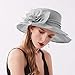 2025 Womens Organza Church Derby Hat Elegant Fashionable Tea Party Fascinator and Church Hat (Grey, One Size)