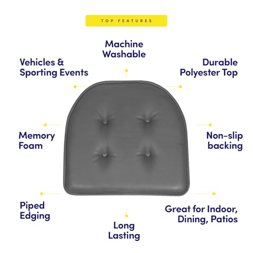 image for Sweet Home Collection Chair Cushion Memory Foam Pads Tufted Slip Non S