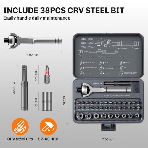 40-in-1 Magnetic Ratchet Screwdriver Set Detachable Handle - image 2