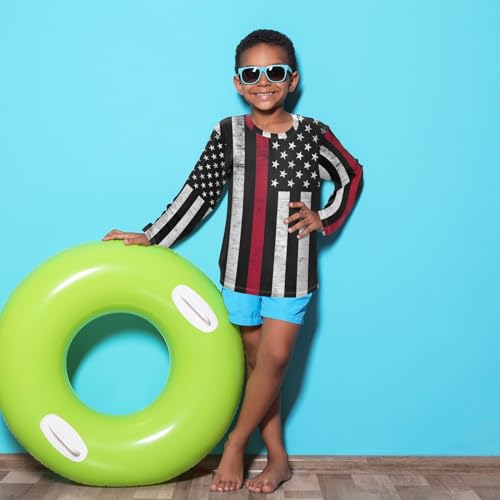Image of Aflyko Festive Boys' Rash Guard Shirts Xmas UPF 50+ Sun Protection Swim Shirt 3-12T
