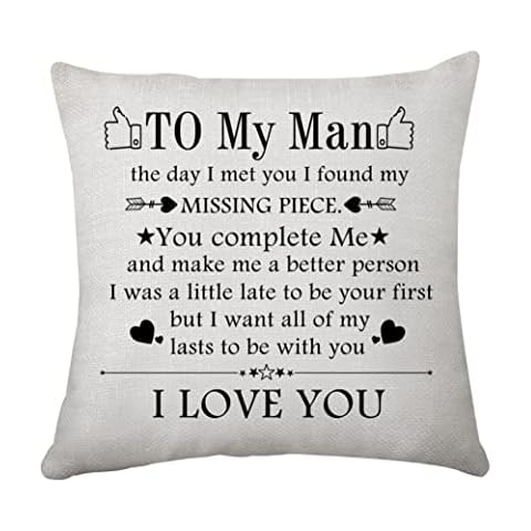 To My Man Gift My Man Cushion Cover 45 x 45 Gifts for Boyfriend Husband Fiancé Valentines Day Anniversary Christmas Birthday Gift Throw Pillow Cases Cushion Cover for Soft Home Decor (Man) Cover