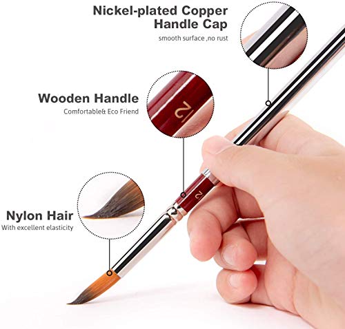 Golden Maple Watercolour Travel Paint Brushes, 3Pcs Round Pointed Tip Nylon Hair With Leatherette Carry Case For Painting, Perfect For Fluid Acrylic Gouache Oil Painting thumb #4