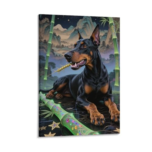 Peinture huile Doberman toile haut de gamme décoration maison