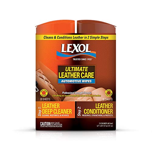 Lexol E301345800 2-Step Cleaning And Conditioning Dual Canister Wipes, 40-Sheets #TOP13