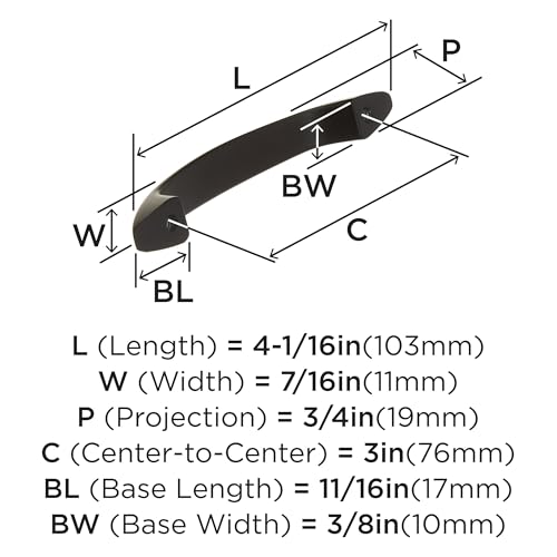 Tirador de gabinete negro mate Arc 76 mm: herraje moderno para armarios (10 uds) 4