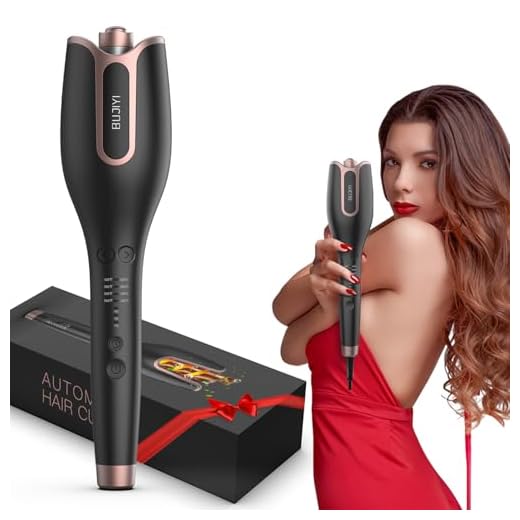BUJIYI rizador cabello automatico, Rizador Pelo, Tenacillas Pelo con 4 Temperaturas Ajustables, Calentamiento Rápido y Duradero, Rizadores Para Cabello Medio y Largo (Negro)