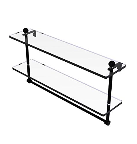 Allied Brass PR-2/22TB-BKM 22-Inch Double Shelf with Towel Bar, Matte Black