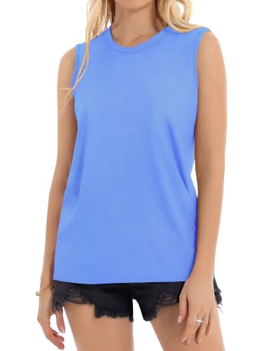 Image of Womens Tank Tops Summer Casual Sleeveless Top Loose Fit Basic Tunic Shirts