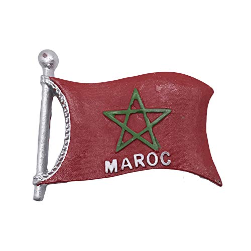 3D Morocco Flag Refrigerator Fridge Magnet Tourist Souvenirs Handmade Resin Craft Magnetic Stickers Home Kitchen Decoration Travel Gift