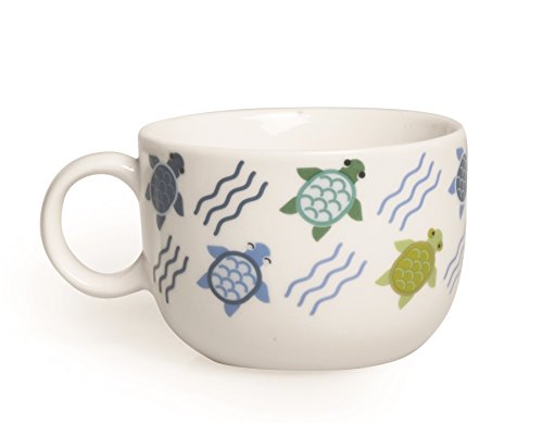 Excelsa Tazze Animals Tazza Thè Tartaruga 200 ml, Porcellana, Bianco/Multicolore, 8.5x8.5x6 cm