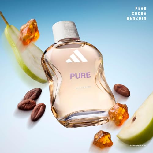 Image of adidas Pure Eau de Toilette, 50ml / 1.7fl oz. (pack of 1), Notes of Cocoa, Pear and Benzoin, Fragrance for Women, Long Lasting, Sporty Fragrance, Travel Size