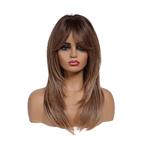 Peluca Mujer Disfraz Lolita Bobo Halloween Navidad ondulado largo y rizado para mujer para disfraz de cosplay 24 pulgadas 60 cm-Marrón Cover