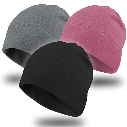 VIAUMBR Gorro para Hombre y Mujer, Invierno, Gorro Deportivo para Correr, Sombrero cálido para Bicicleta, Conducir, Correr, Caminar, Casco de Bicicleta, Schwarz+Grau+Rosa, Talla única Cover