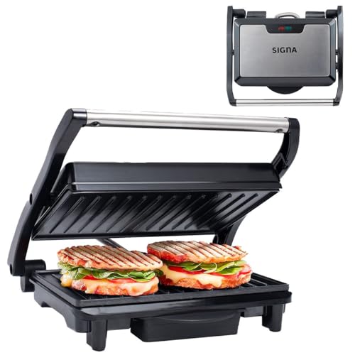 Listado de Sandwichera Walmart favoritos de las personas. 41 SIGNA Sandwichera Paninera 1000W Parrilla con recubrimiento Prensa antiadherente Cualquier grosor de pan Resistente Acero inoxidable Con Luz Indicadora (Plateada Pro)