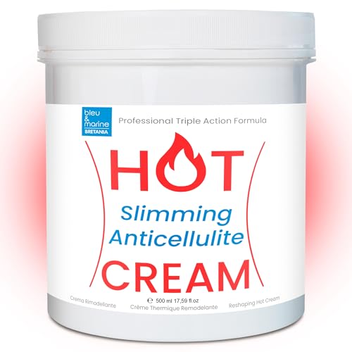 bleu & marine Bretania HOT CREAM Professional Triple Action Formula: Slimming, Fat Burner, Anti Cellulite, Detox, Firming Hot Cream with Algae, Caffeine, Plants Extracts - 500 ml