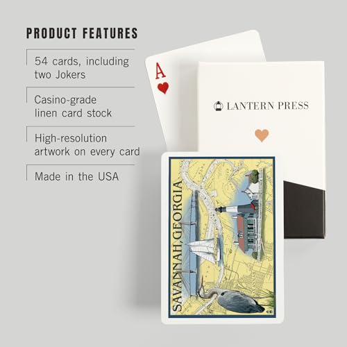 Lantern Press Savannah Georgia Naipes Póker 52 Cartas miniatura 3