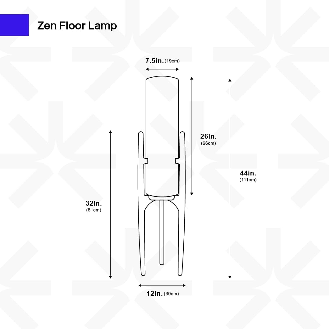 Ozarke Zen Modern Floor Lamp - Fabric Shade & Wood Frame Mid-Century 44 Inch Standing Corner Light for Bedroom, Living Room & Home Decor - E26 Bulb Warm 3000K (Natural Wood)
