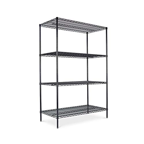 Alera ALESW504824BL Industrial Heavy-Duty Wire Shelving Starter Kit, 4-Shelf, 48w X 24d X 72h, Black Alera ALESW504824BL Industrial Heavy-Duty Wire Shelving Starter Kit, 4-Shelf, 48w X 24d X 72h, Black