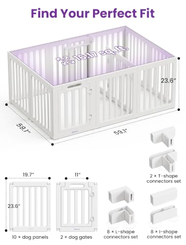 Image of DELOMO Dog Playpen Indoor, 24 inch H 12 Panel with 2 Doors, White