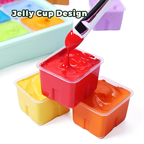 HIMI-Gouache-Paint-Set-24-Colors-x-30ml-Unique-Jelly-Cup-Design-with-3-Paint-Brushes-and-a-Palette-in-a-Carrying-Case-Non-Toxic-Gouache-Paint-Perfect-for-Artists-StudentsGreen