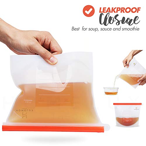 Homelux Theory Reusable Silicone Food Storage Bags Silicone Bags Reusable Bags Silicone Silicone Storage Bags Silicone Food Bags Reusable Silicone Food Bag (2 Large + 2 Medium)