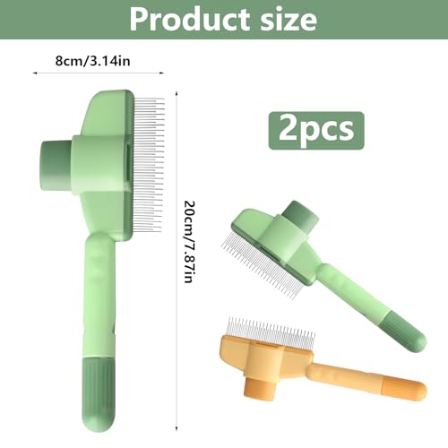 2 Stk für Fellblitz Bürste Katzenbürste Selbstreinigende Haustierbürste, Katzenbürsten Unterfellbürste Katzenhaarbürste, Hundebürste Unterwolle, Katzenkamm Unterfell für Haustiere Langhaar Kurzhaar