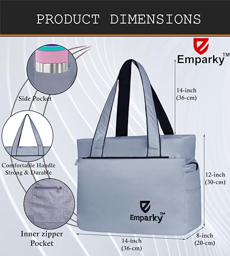Image of Women Bag, Black with Turquoise Accents, Tote Bag with Multiple Zipper Pockets