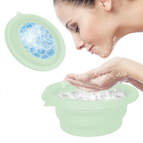 Image of Ice Bowl for Face Dipping, Ice Tub for Bath, Ice Water Facial Container, Foldable Silicone Face Basin, Ice Dunk Bucket, Facial Cups Compatible, Cube Wash Tray, Cold Therapy Spa Accessory for Skincare Glow