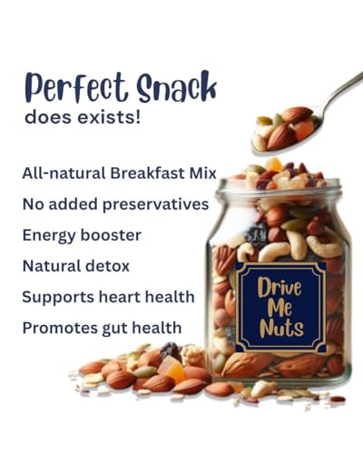 Image of Drive Me Nuts Protein Breakfast Mix 250g | Premium Dry Fruits Mix of Cashews Raisins Almonds Cranberry, Pumpkin Sunflower Watermelon & Flax Seeds | Protein Morning Cereal Trail Pack