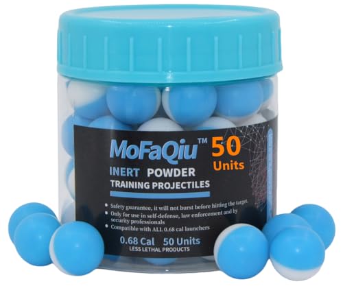 Inert Projectiles - 68 Cal Training Powder Ball Training Projectile Fracture Groove DesignLaser weldingwithout Leakage Compatible with All .68 Cal Pepper ProjectilePaintball launchers (50 Count)