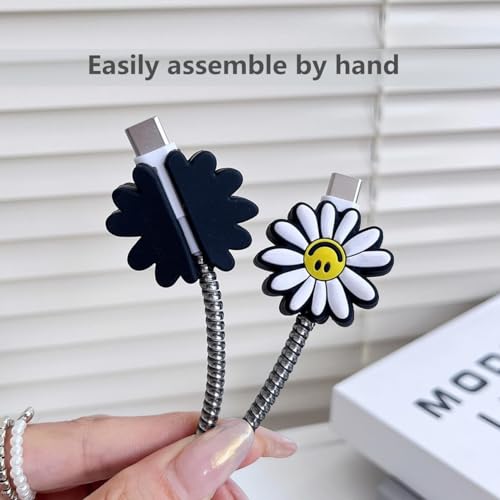 Image of Protective Charger Case for iPhone 18W 20W iPhone 15 14 13 12 11 Pro Max Charging Cable Charger Protective Cover Data Cable Protective Sleeve -(New Sunflower)
