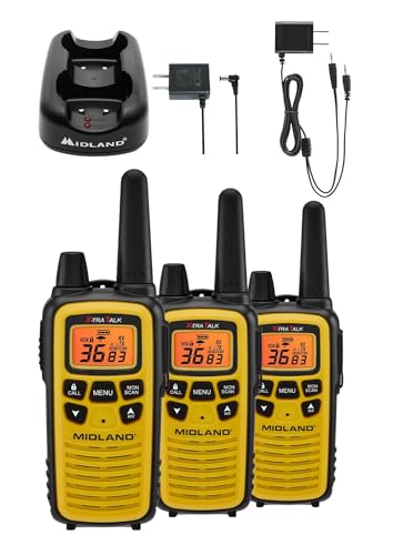 Midland LXT630X3VP3 FRS Walkie Talkies - Long Range 36-Channel Two-Way Radios, NOAA Weather Alerts (3-Pack, Yellow - Black)