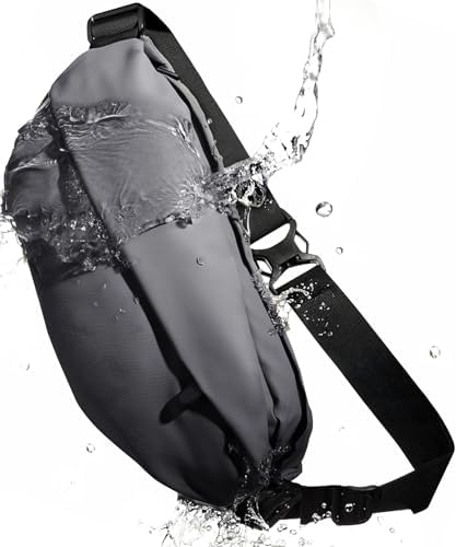 （10:30時点） 【雨にも負けず、スリにも負けない】 ボディバッグ メンズ ショルダーバッグ 肩掛けバッグ 大容量 軽量 撥水 防犯 スリ対策 止水ファスナー 海外旅行 通勤 (グレー, 幅37.5cm 奥行き12cm 高さ17cm)