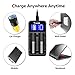 Intelligent Charger, Snado LCD Display Universal Smart Charger for Rechargeable Batteries Li-ion Batteries 18650 18490 18350 17670 17500 16340 14500, Ni-MH/Ni-Cd A AA AAA Battery (2 Slots)