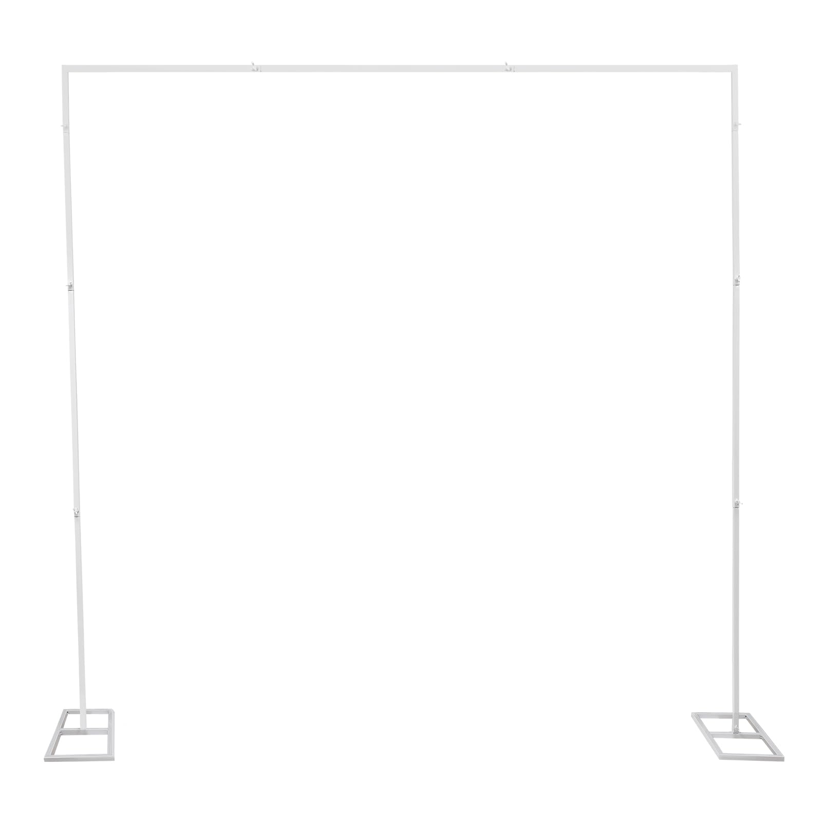 Hochzeitsbogen Eckig Einstellbar Hintergrundständer Metall Traubogen Hochzeit Hintergrundständer verstellbares Rohr und Vorhang-Hintergrund-Ständer-Set quadratischer Metallbogen 2.4X2.4M (Weiß)