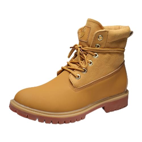 HARZONLI Botas Botas de Invierno para Parejas, Botines de Cuero, Botas de Moto para Hombre, Zapatos de Trabajo para Hombre(Yellow Fur -10060,38 EU)