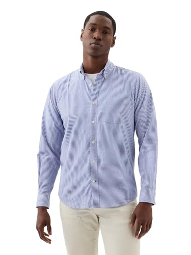 GAP Men's Standard Fit Stretch Poplin Long Sleeve Button Down Shirt
