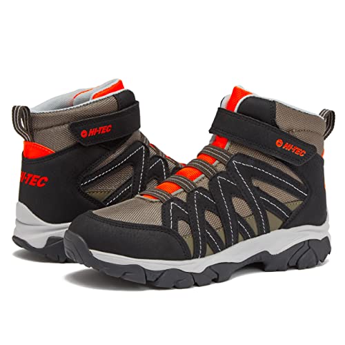 HI-TEC Ravus Blast Mid - Botas de senderismo para niños, sin atar, ligeras, transpirables, para exteriores, tallas 1 a 7