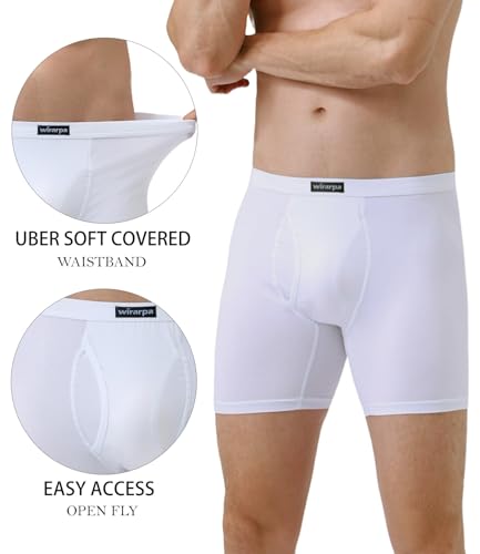 wirarpa Men's Underwear Boxer Briefs Micro Modal Covered Band Underpants with Fly 4 Pack2